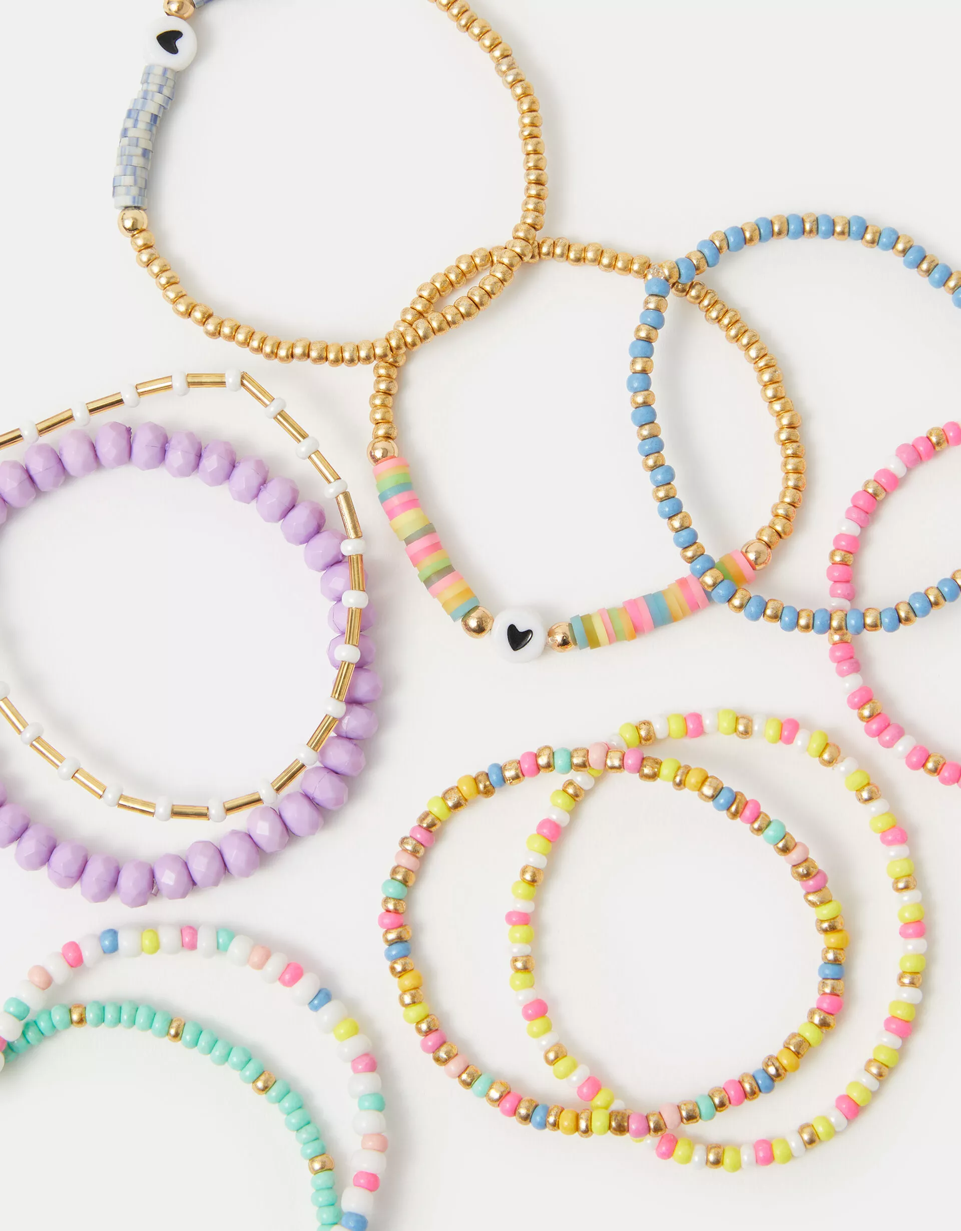 10-Pack Girls Heart Stretch Bracelets