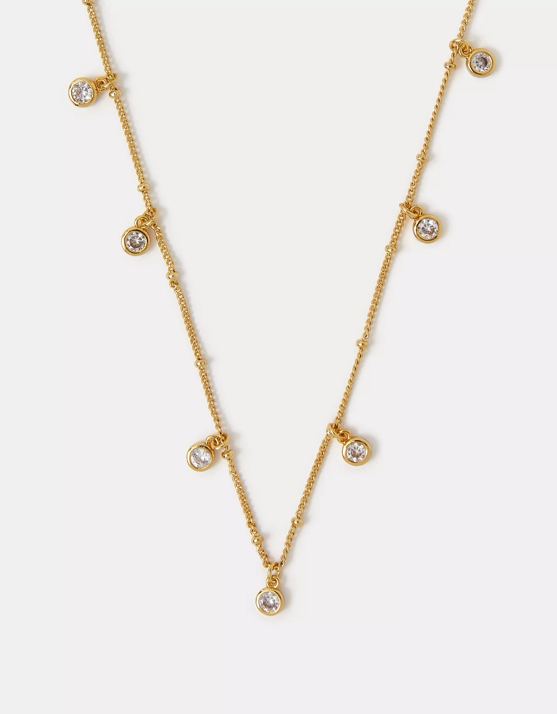 14ct Gold-Plated Stone Station Necklace