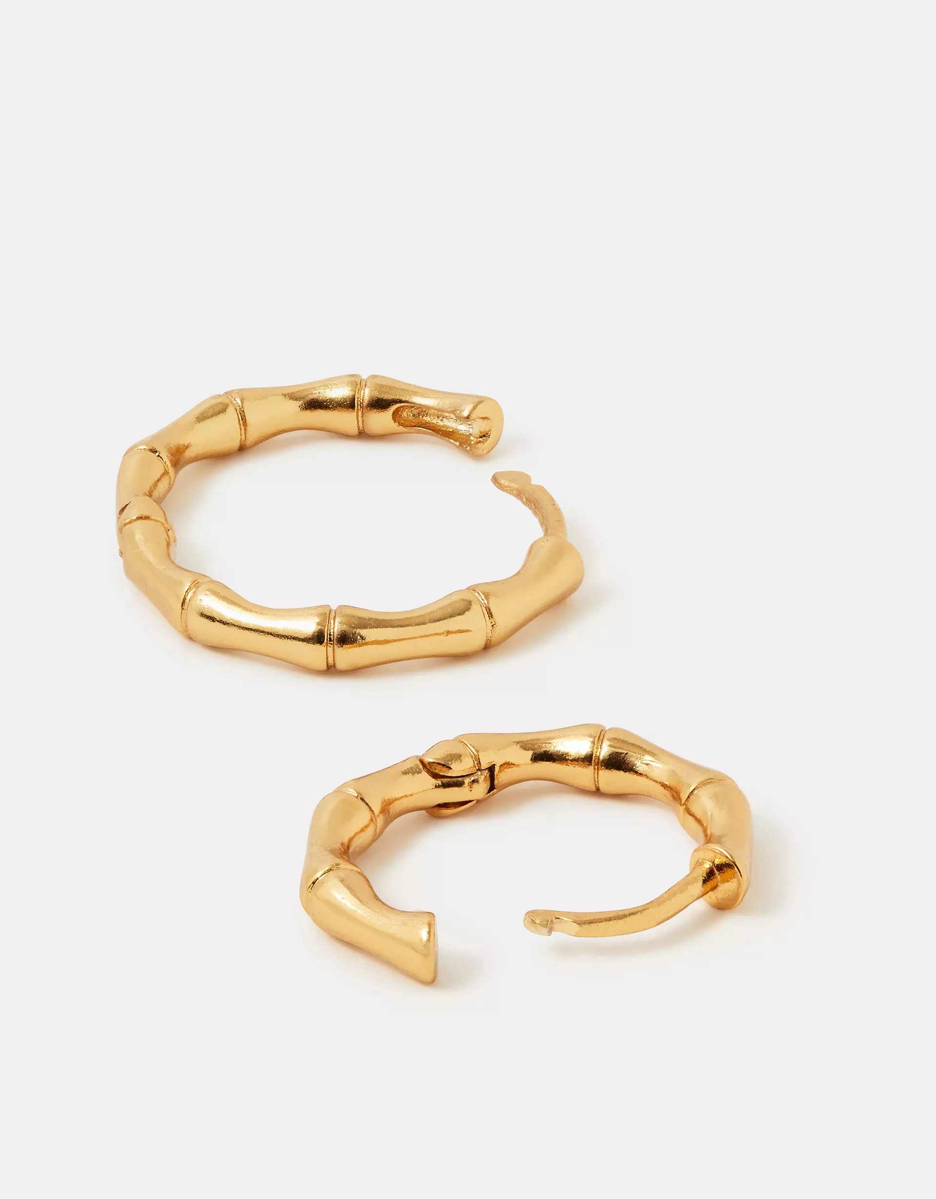 2-Pack 14ct Gold-Plated Bamboo Hoop Earrings