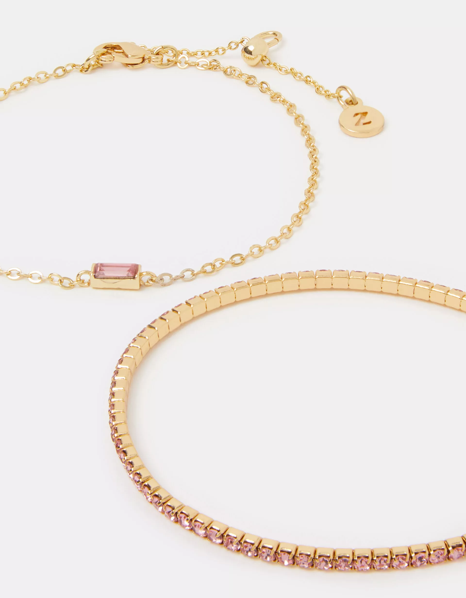 2-Pack 14ct Gold-Plated Gemstone Bracelets