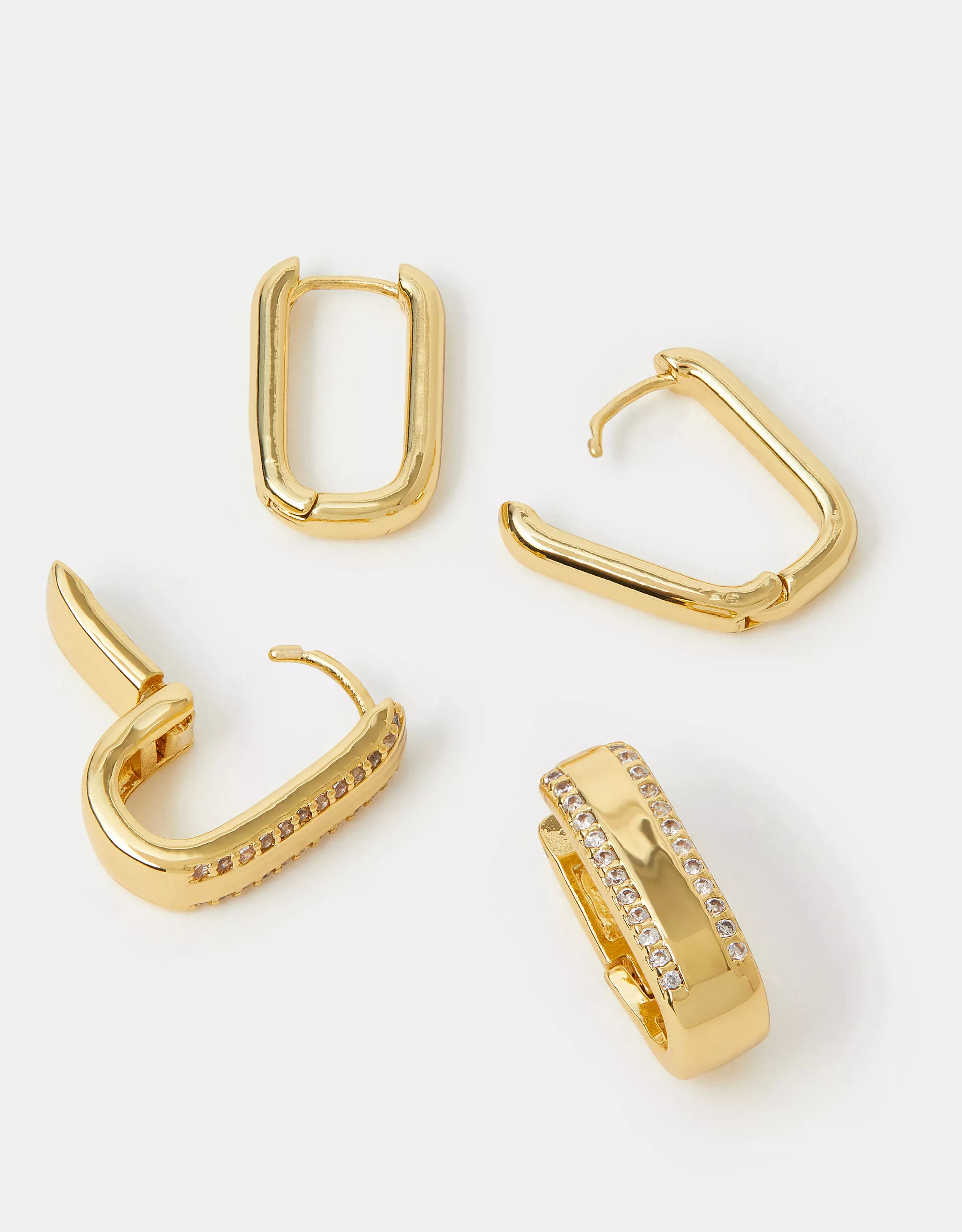 2-Pack 14ct Gold-Plated Rectangle Hoop Earrings