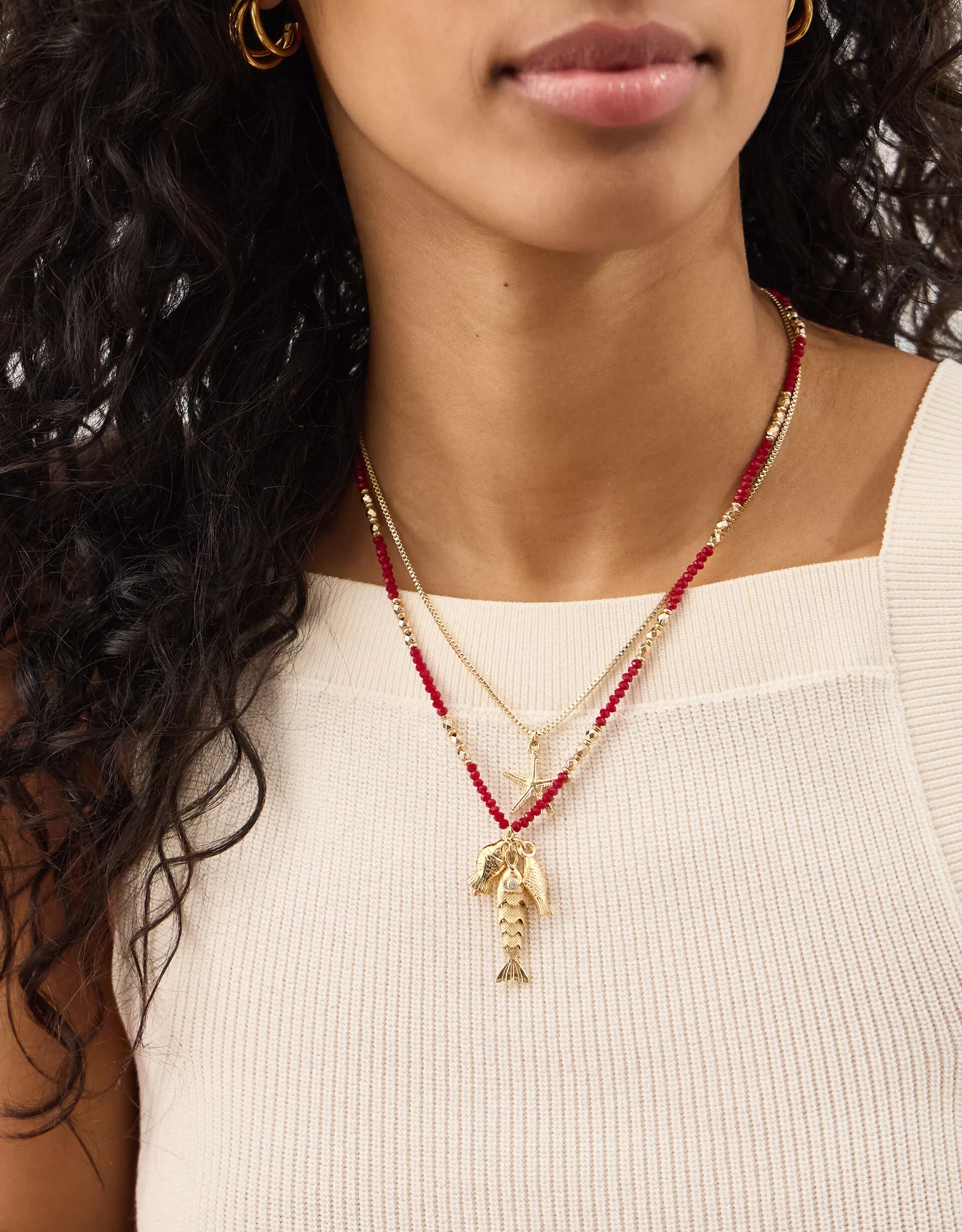 2-Pack Sardine Charm Bead Necklaces
