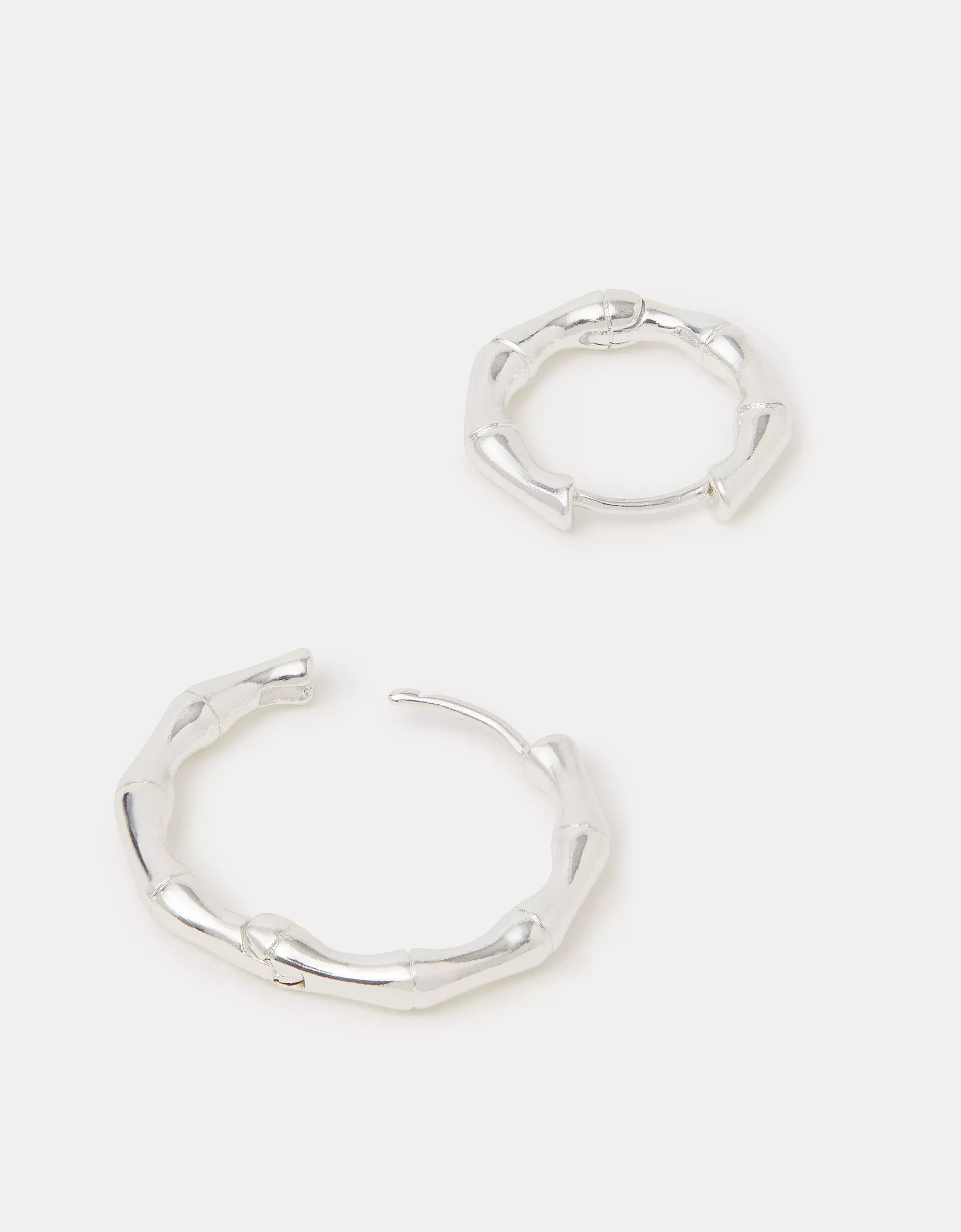 2-Pack Sterling Silver-Plated Bamboo Hoop Earrings