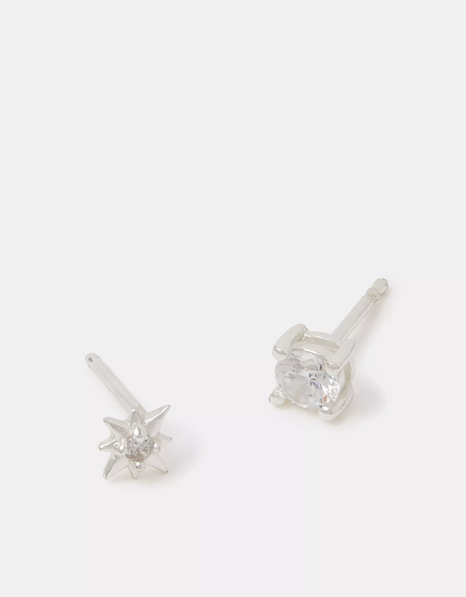 2-Pack Sterling Silver-Plated Star Stud Earrings