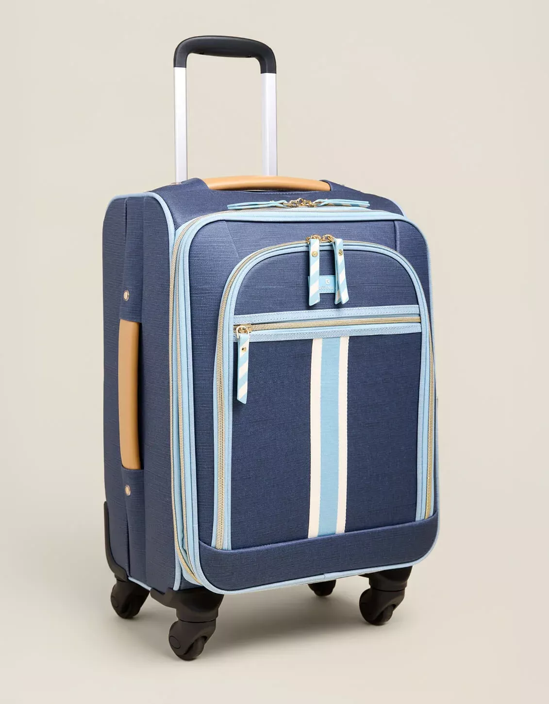 20" Expandable Rolling Suitcase Armada Navy Blue Stripe