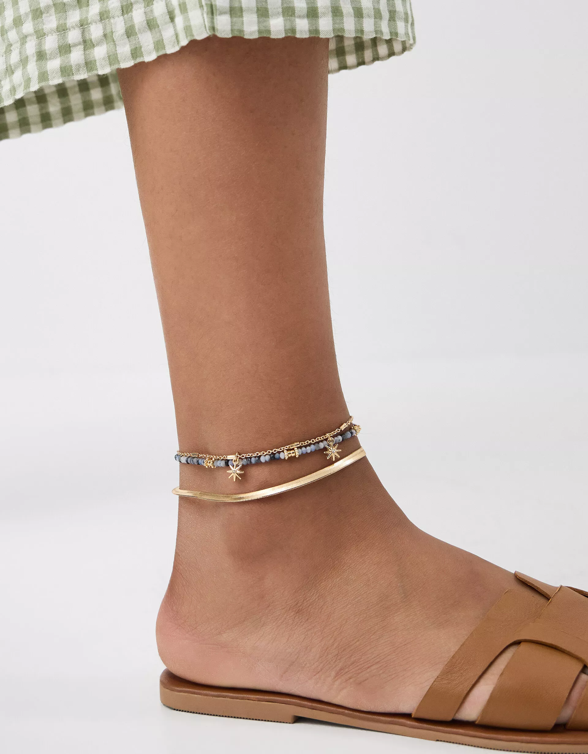 3-Pack Beaded Celestial Anklets