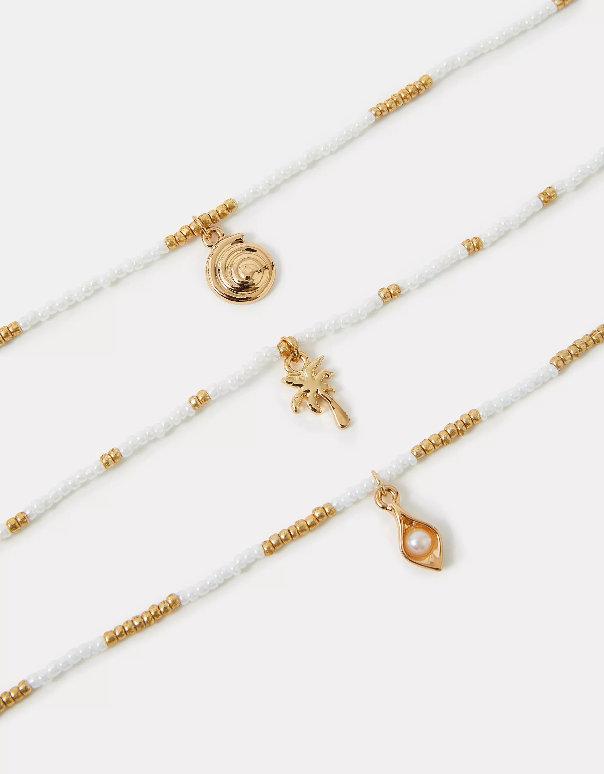 3-Pack Beaded Summer Charm Anklets