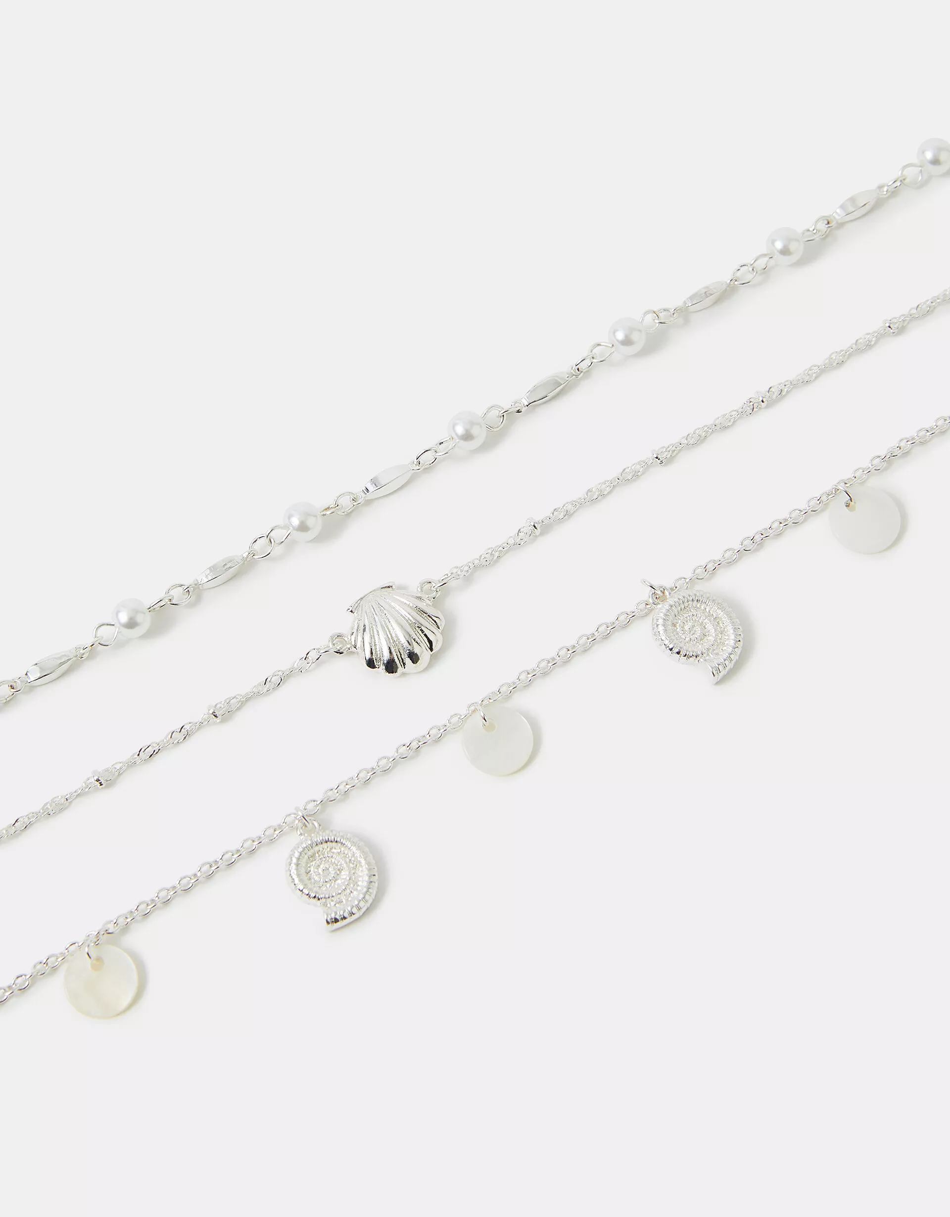 3-Pack Shell Charm Anklets