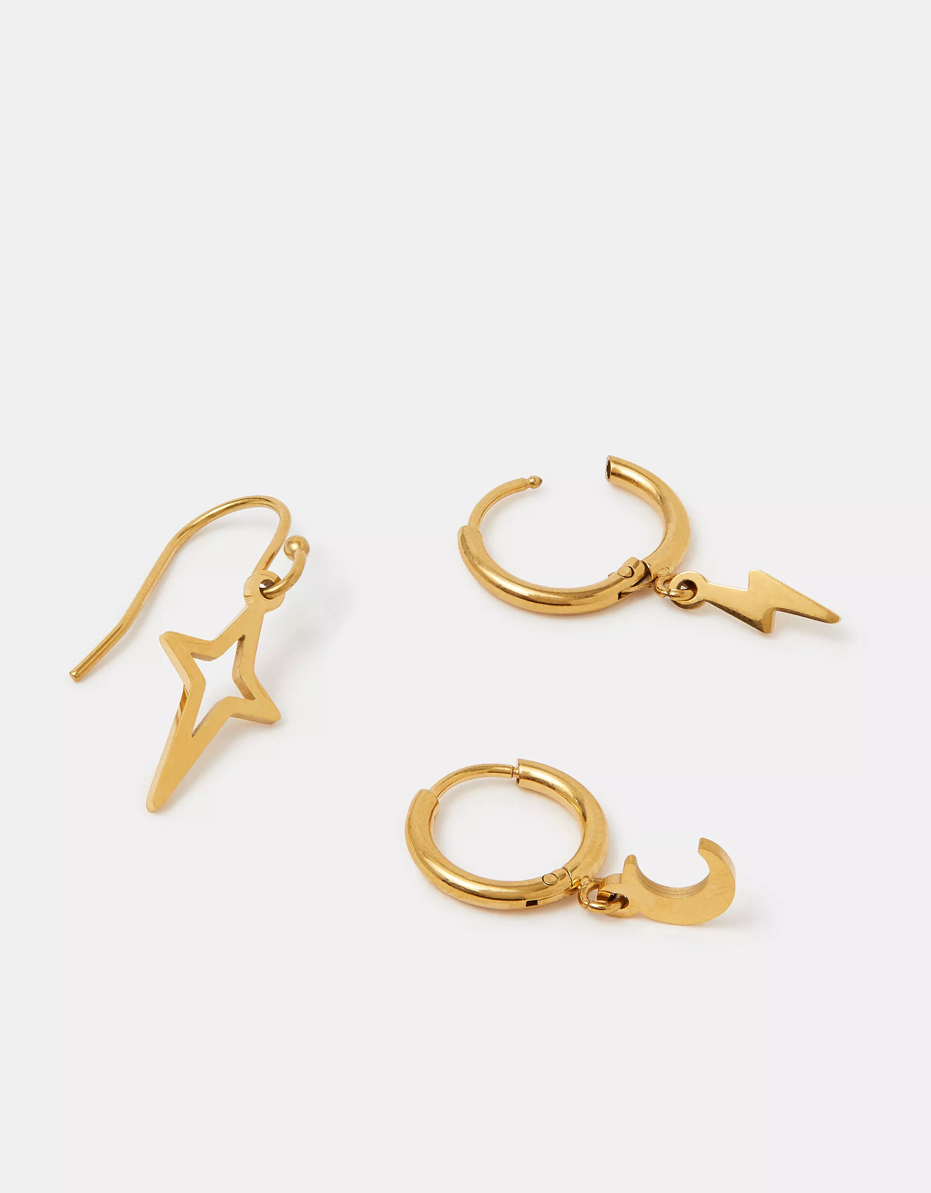 3-Pack Stainless Steel Celestial Hoop Earrings