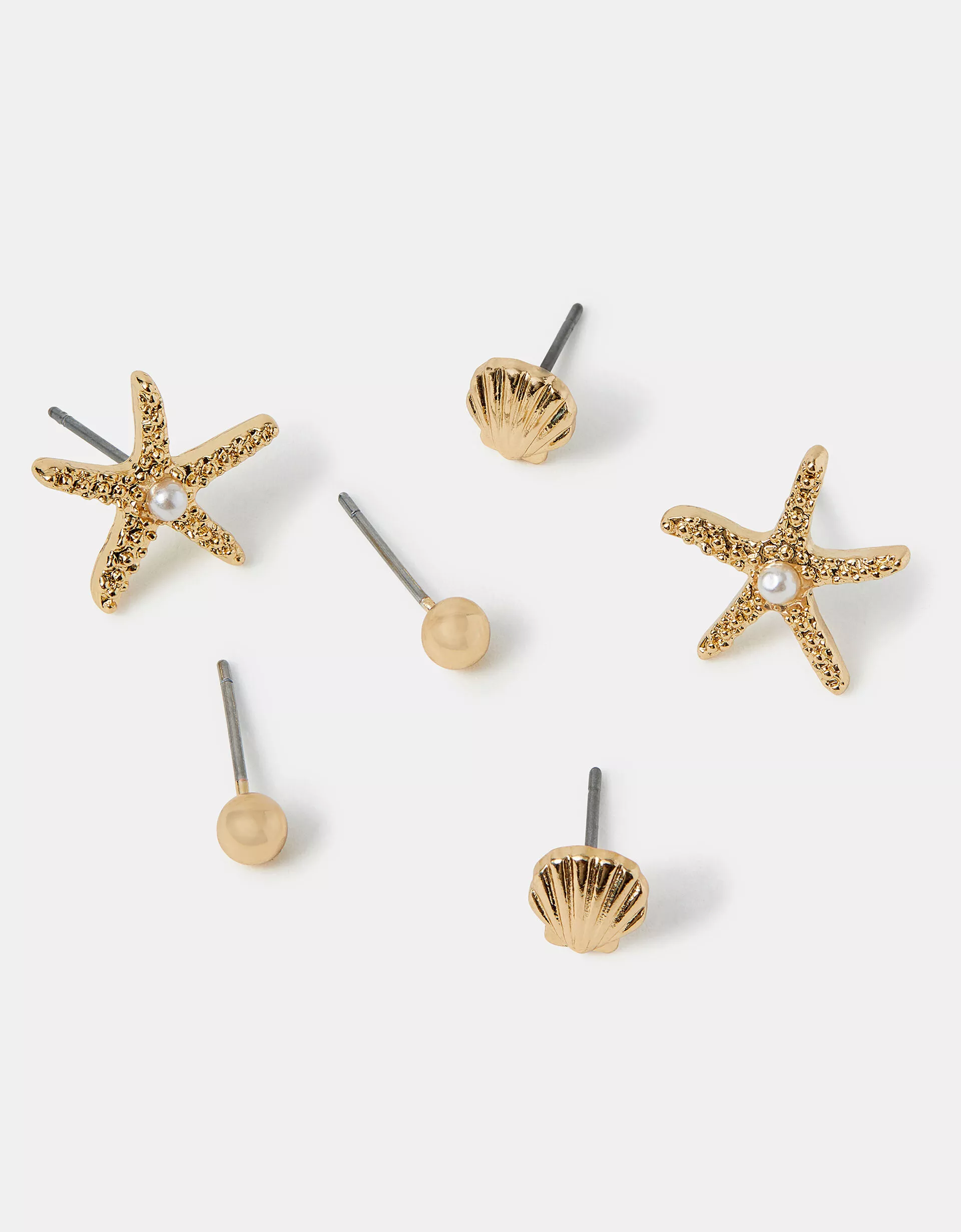 3-Pack Starfish Stud Earrings