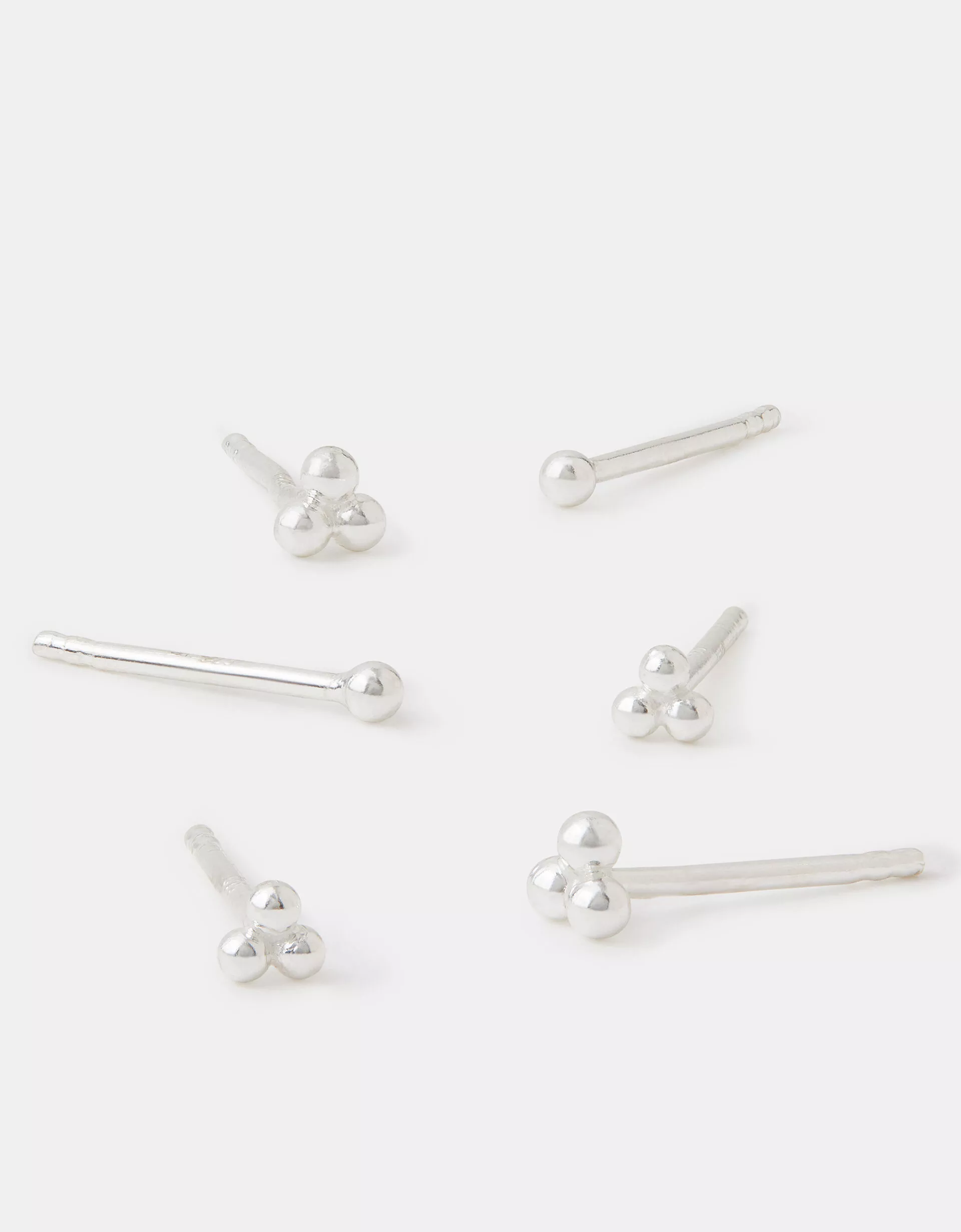 3-Pack Sterling Silver Ball Stud Earrings
