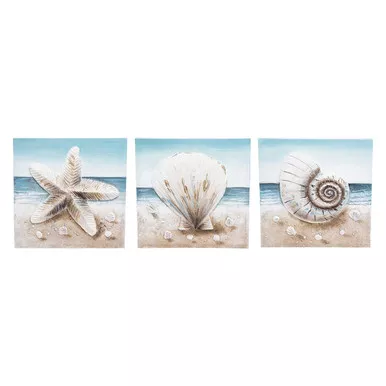 3D Shells On The Beach Sand Canvas Wall Art