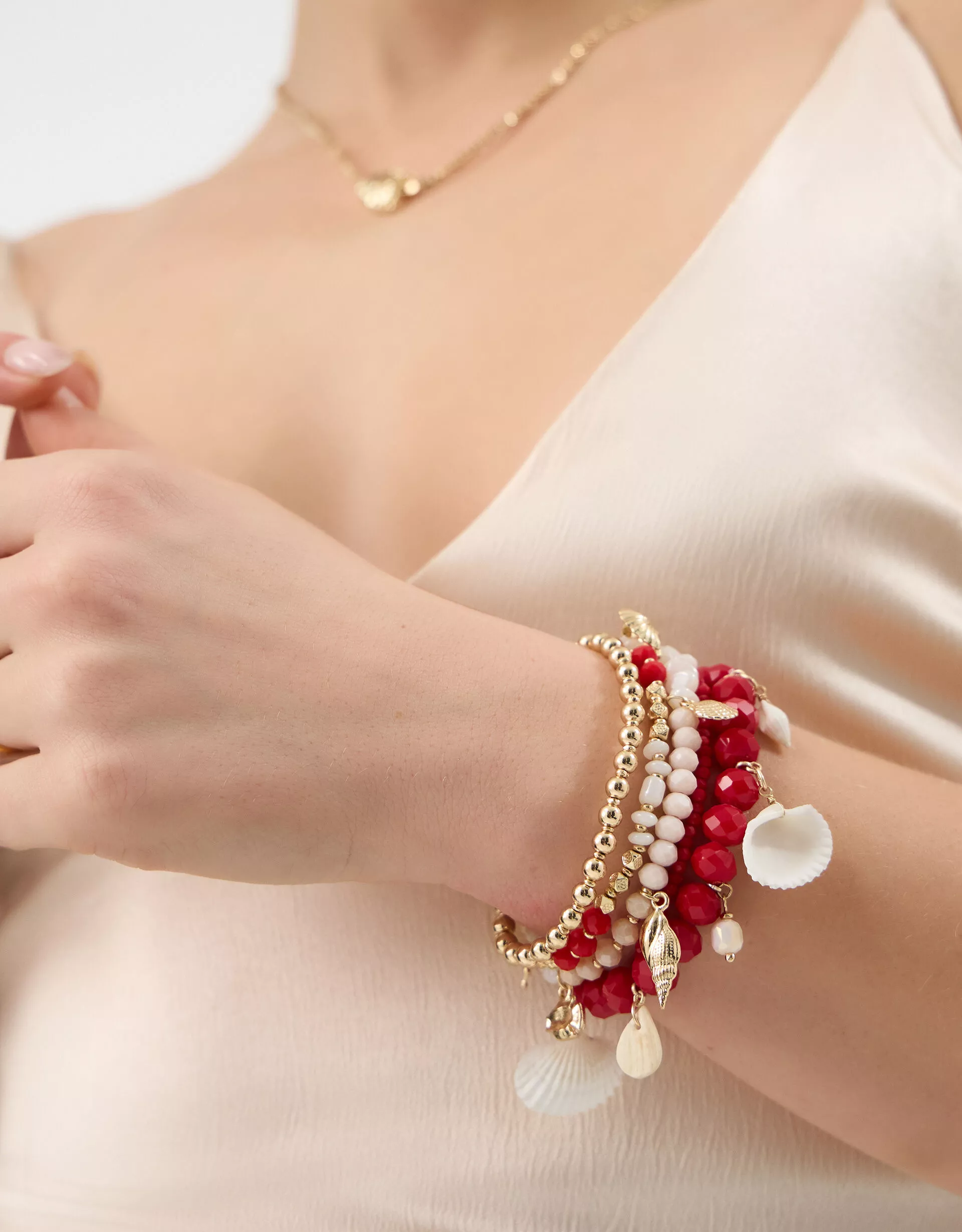 4-Pack Chunky Beaded Charm Bracelets
