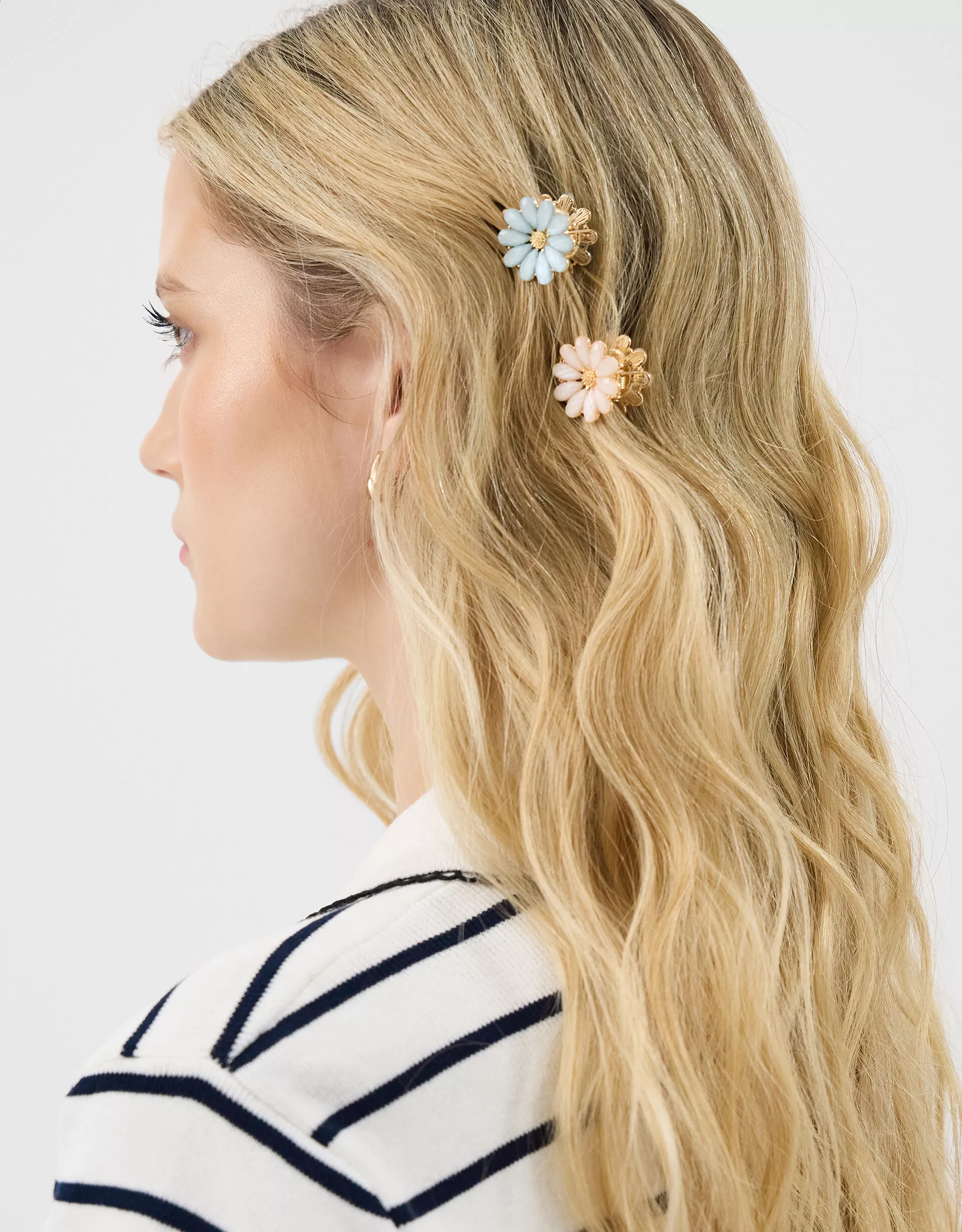 4-Pack Mini Gemstone Flower Claw Clips