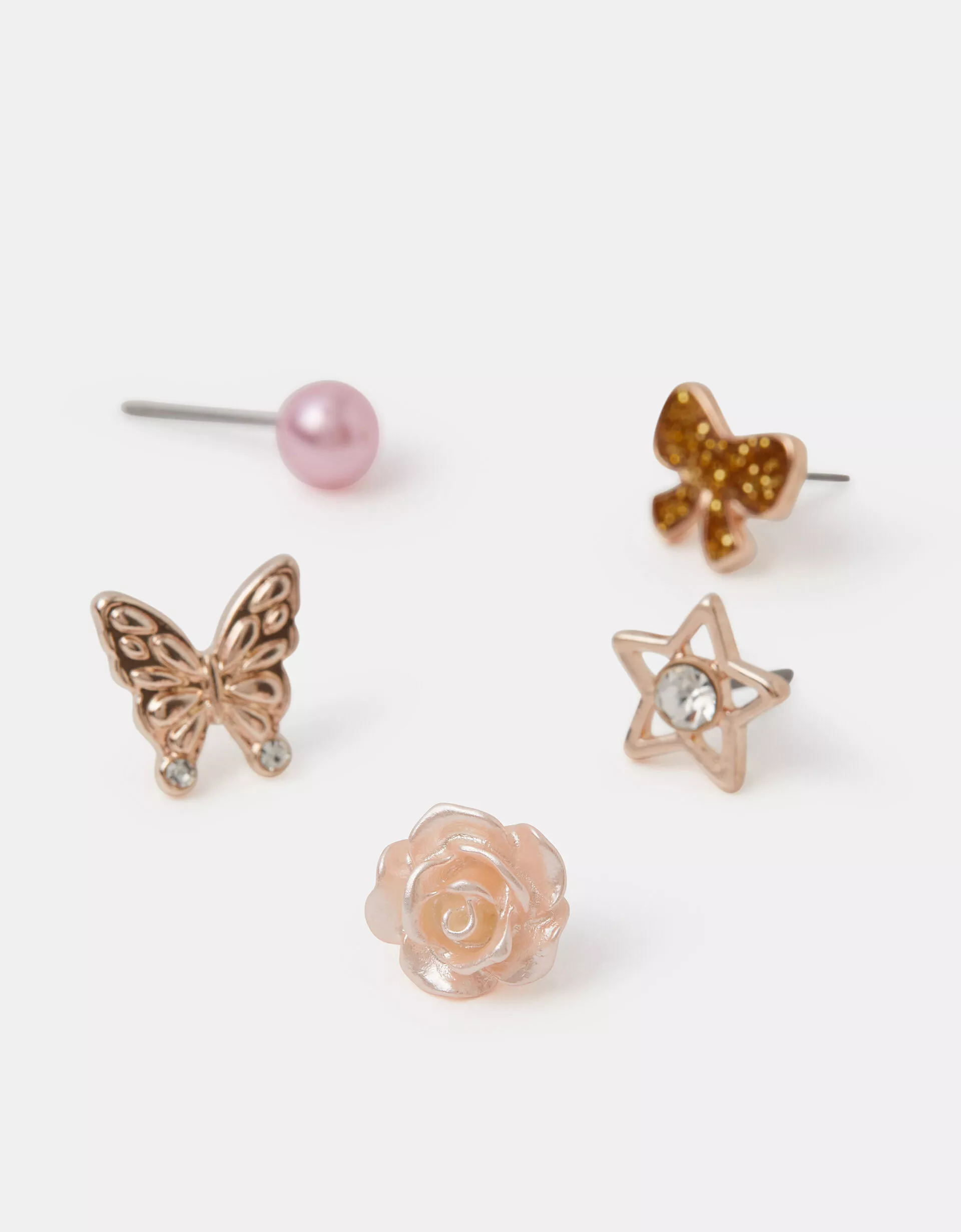 5-Pack Sparkle Bow Stud Earrings