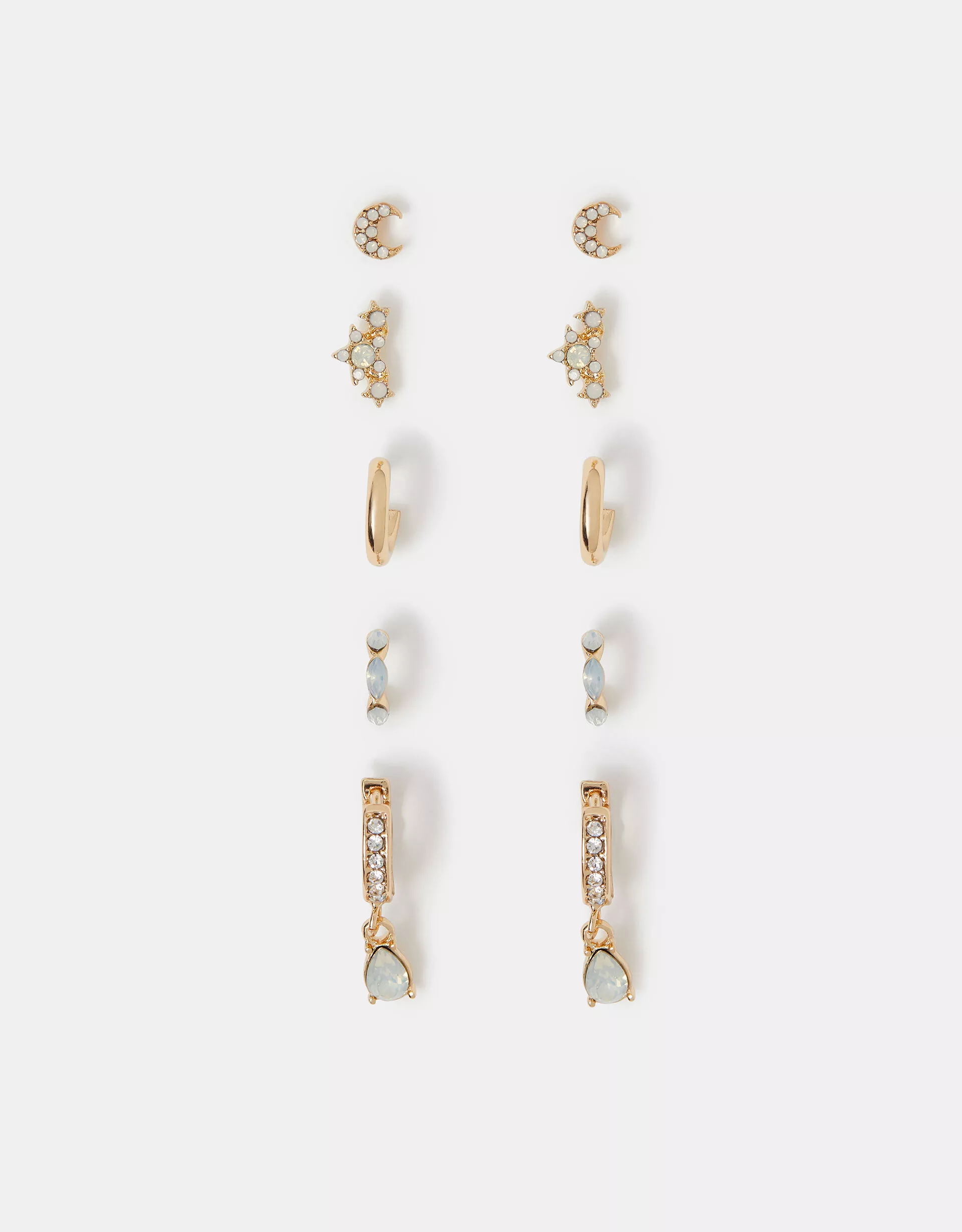 5-Pack Stone Stud & Hoop Earrings