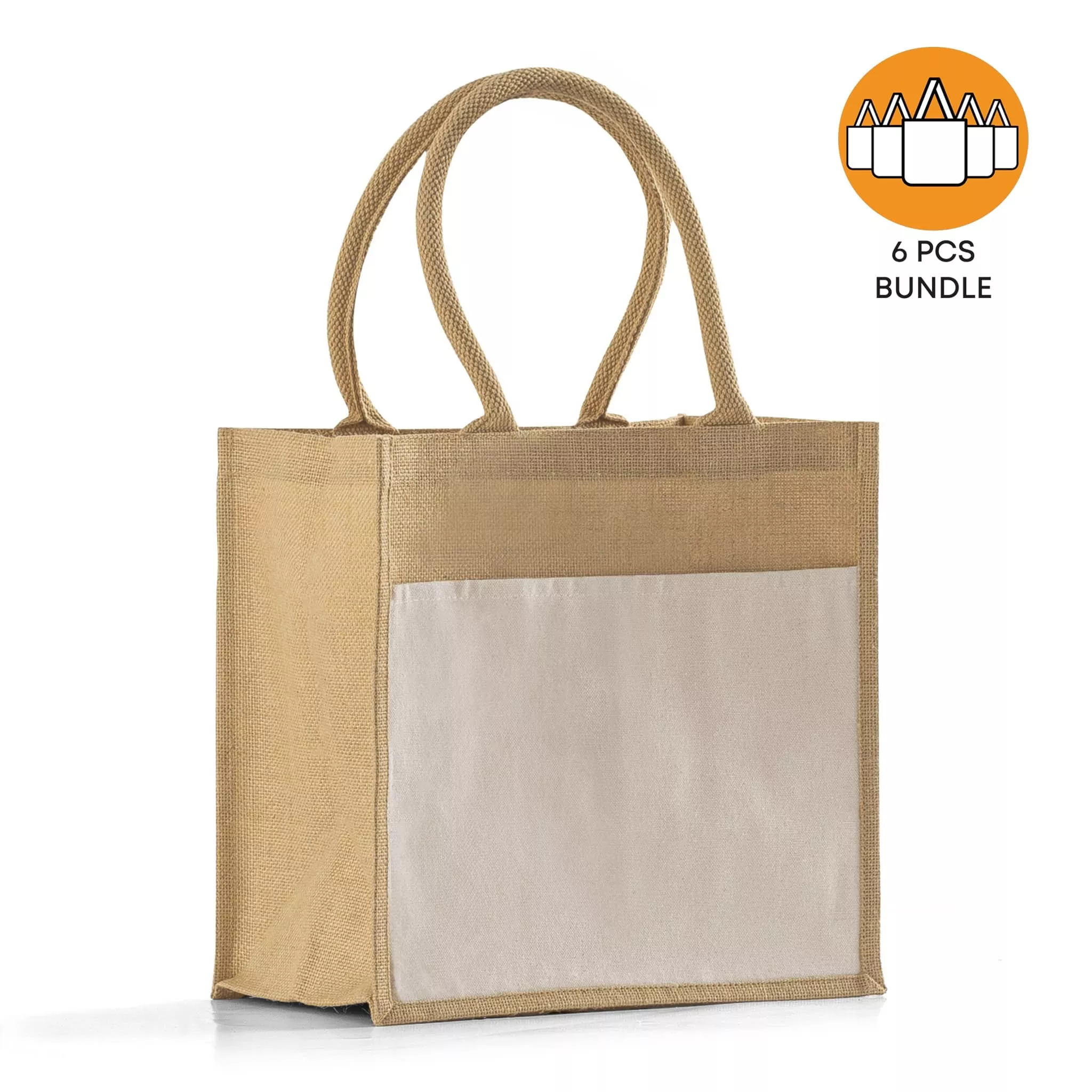 6 ct Medium Easy-Print Jute Bag - By Bundle