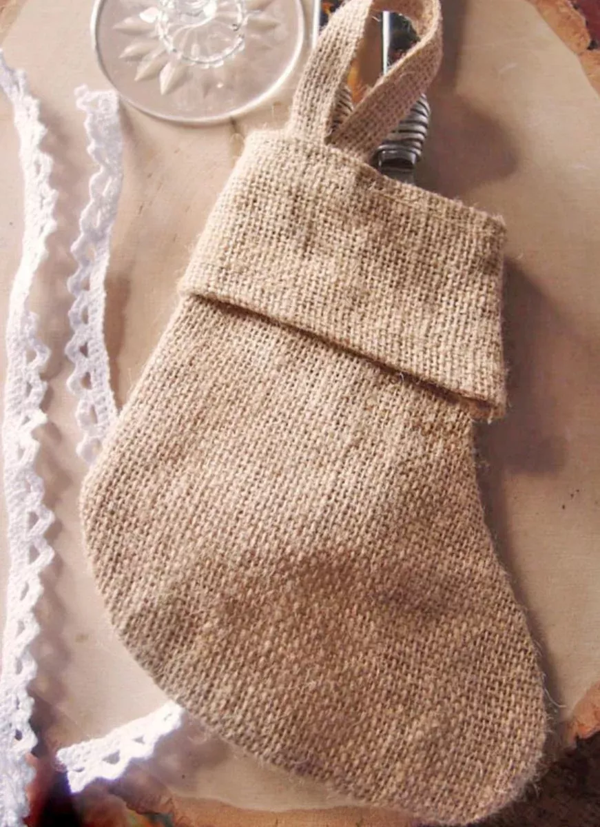 6 in Mini Christmas Stocking Jute/Burlap - CS993 (12 Pack)
