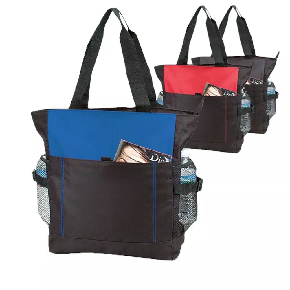 600D Polyester Daily Zipper Tote Bag