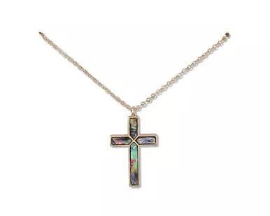Abalone Gold Cross Necklace