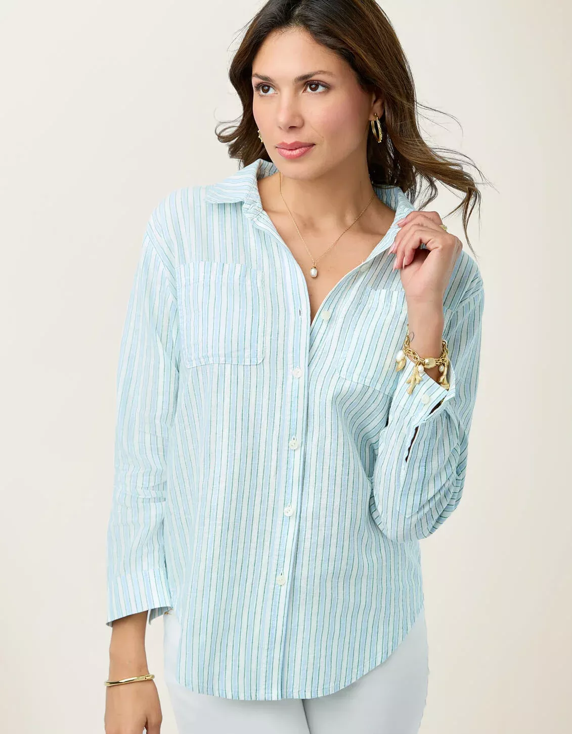 Aida Buttonfront Shirt Flagler Stripe