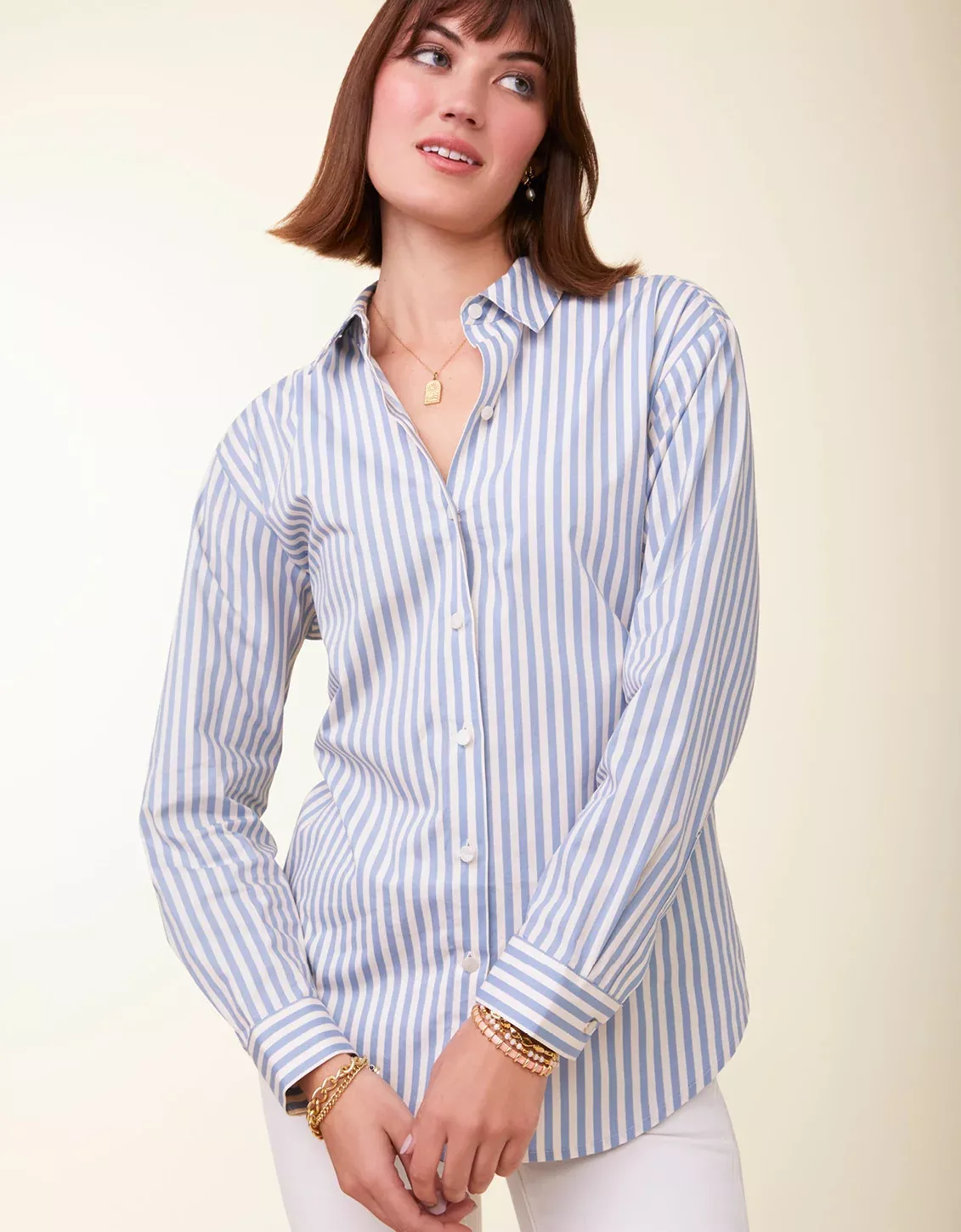 Aida Buttonfront Shirt Lakeside Blue Stripe