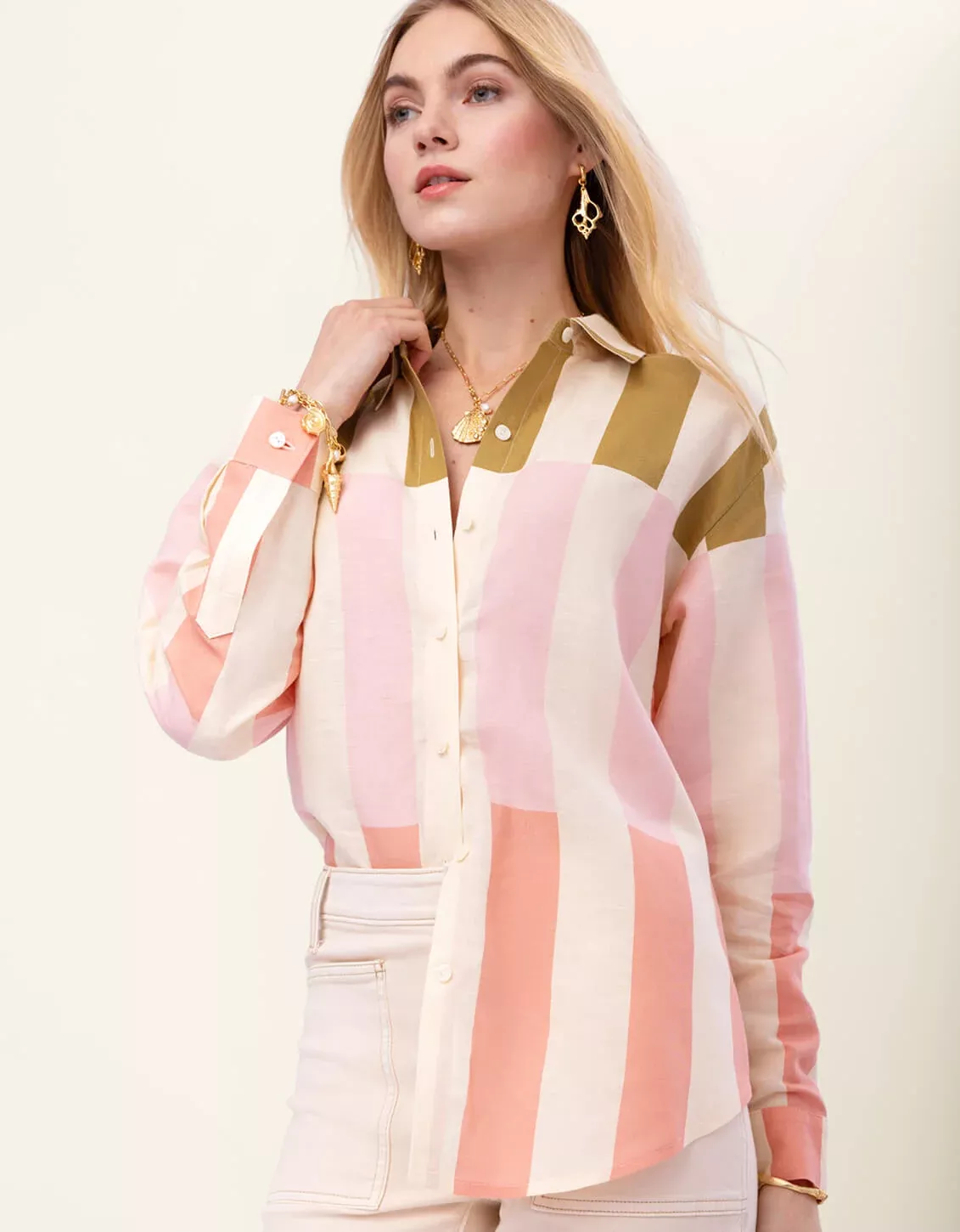 Aida Relaxed Buttondown Castillo Stripe