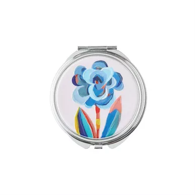 Allen Designs Blue Flower Bloom Compact Mirror Pill Box