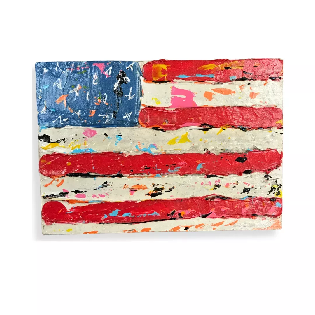 AMERICAN FLAG BLOCK ART