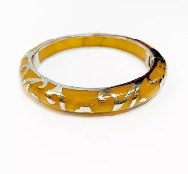 Andrew Crawford Hamilton Scroll Work Round Hinged Bangle Bracelet