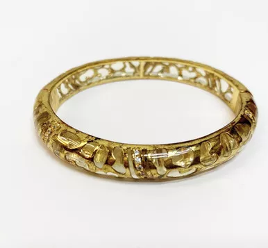 Andrew Hamilton Crawford Cheetah Scroll Hinged Bangle Bracelet