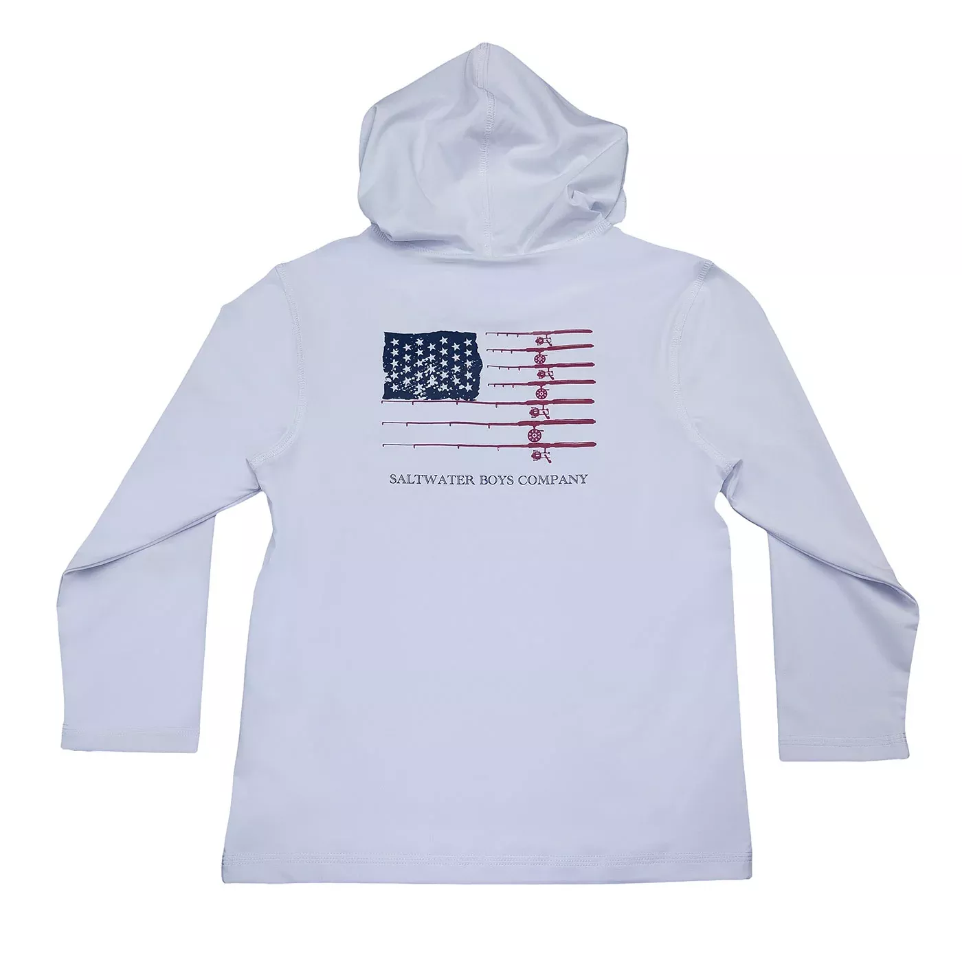 ANGLER FLAG WHITE PERFORMANCE HOODIE