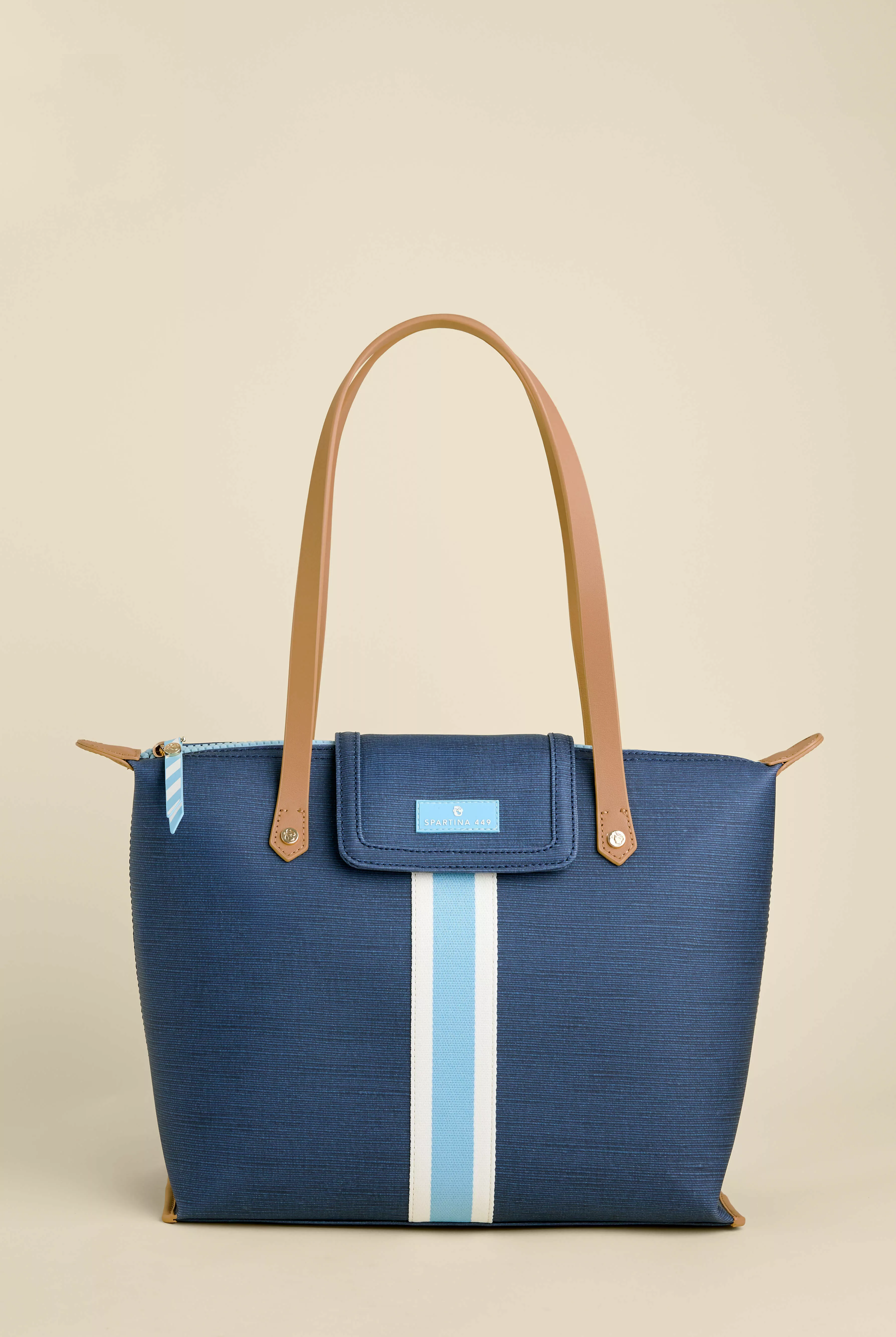 Armada Zip Travel Tote Navy Blue Stripe
