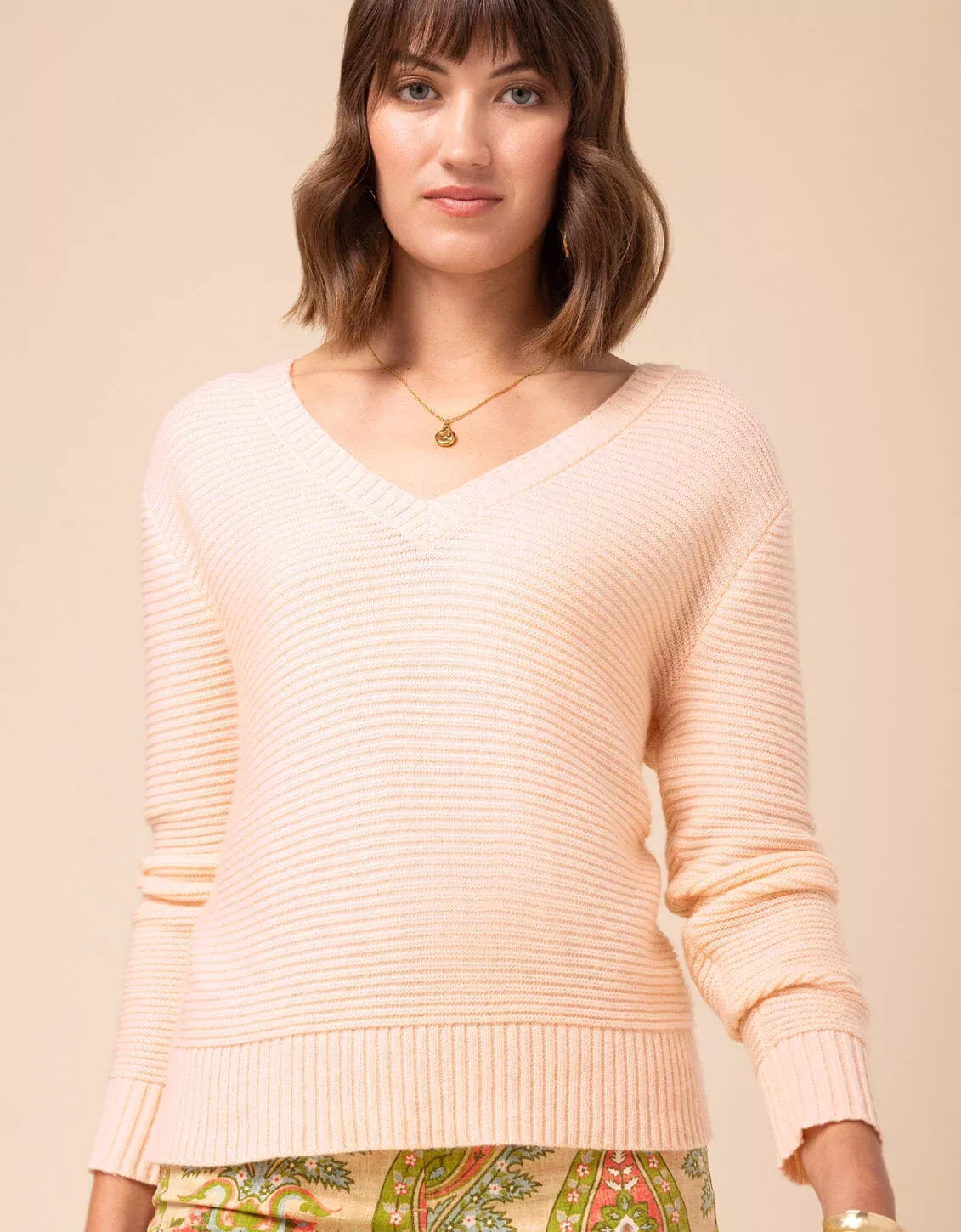 Aster V-neck Pullover Pale Blush