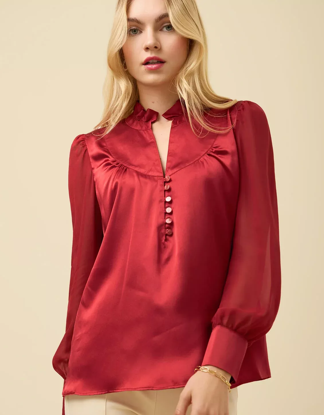 Ayla Silk Blouse Deep Burgundy