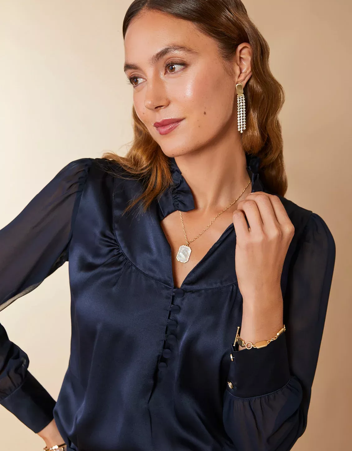 Ayla Silk Blouse Slate Blue