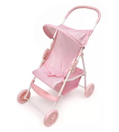 Badger Pink Gingham Canopy Folding Doll Stroller