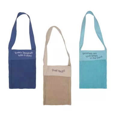 Beachcombers Shell Collectors Rope Net Canvas Beach Shelling Shoulder Bag