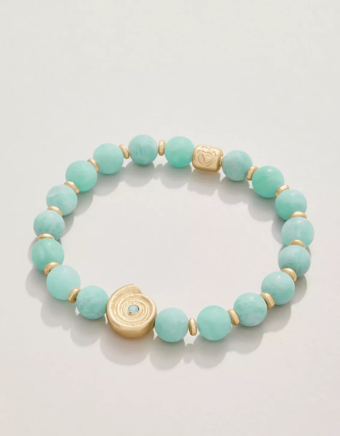 Beachy Stretch Bracelet 8mm Matte Amazonite/Moon Shell