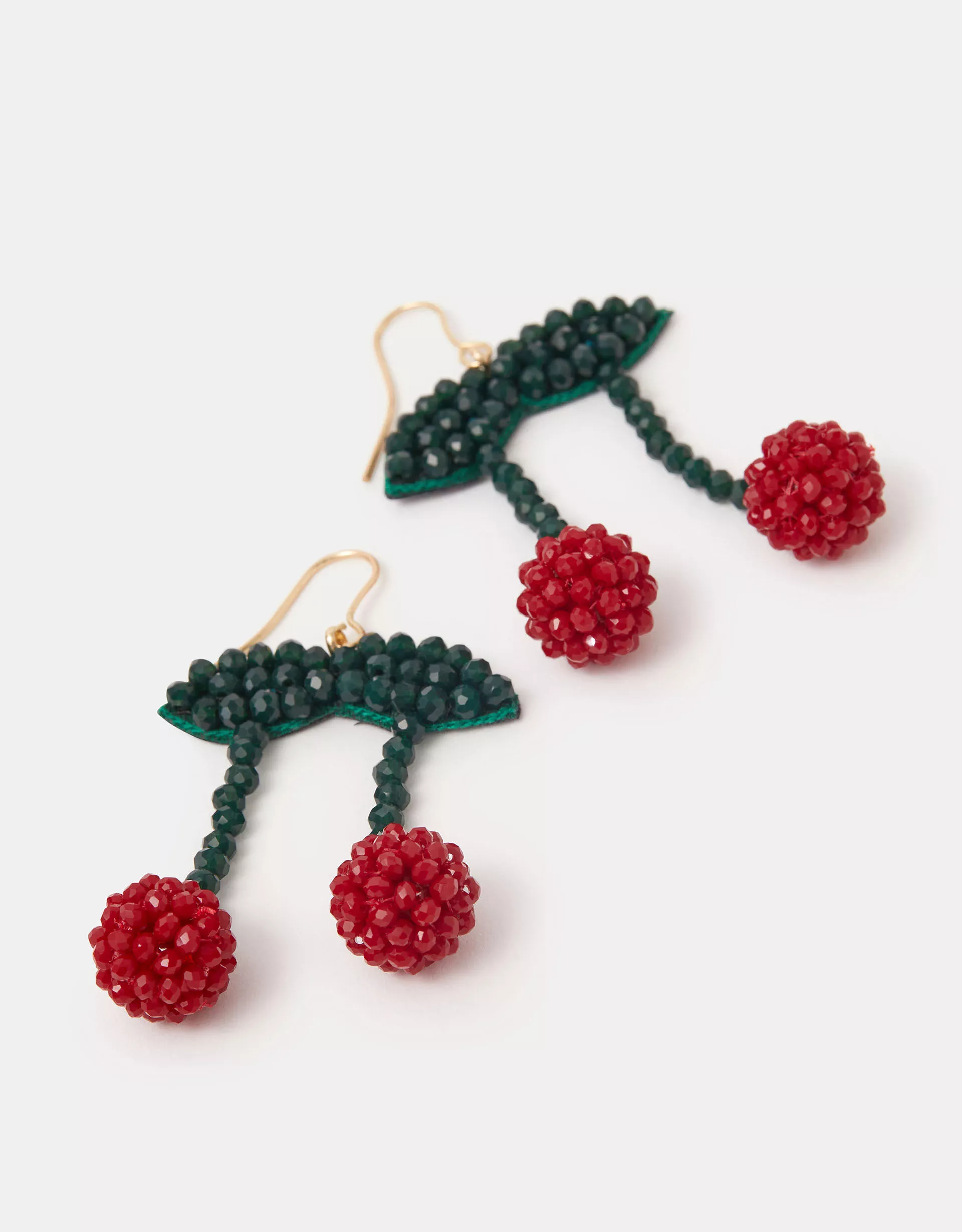Beaded Cherry Drop Earrings