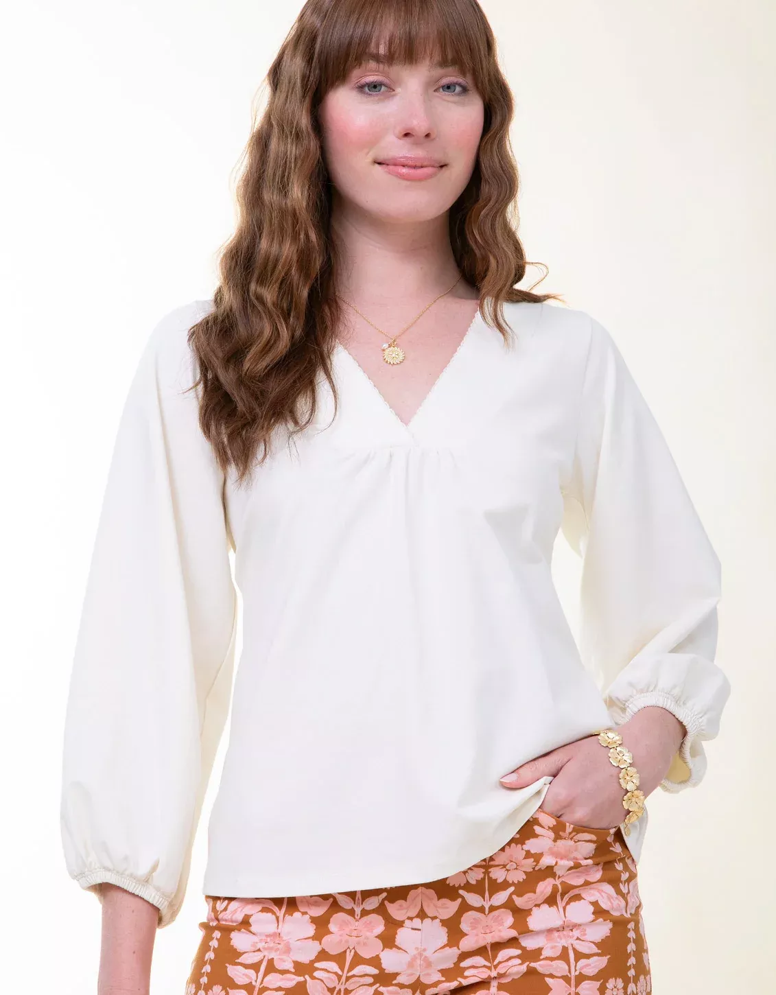 Becca Jersey Top Antique White