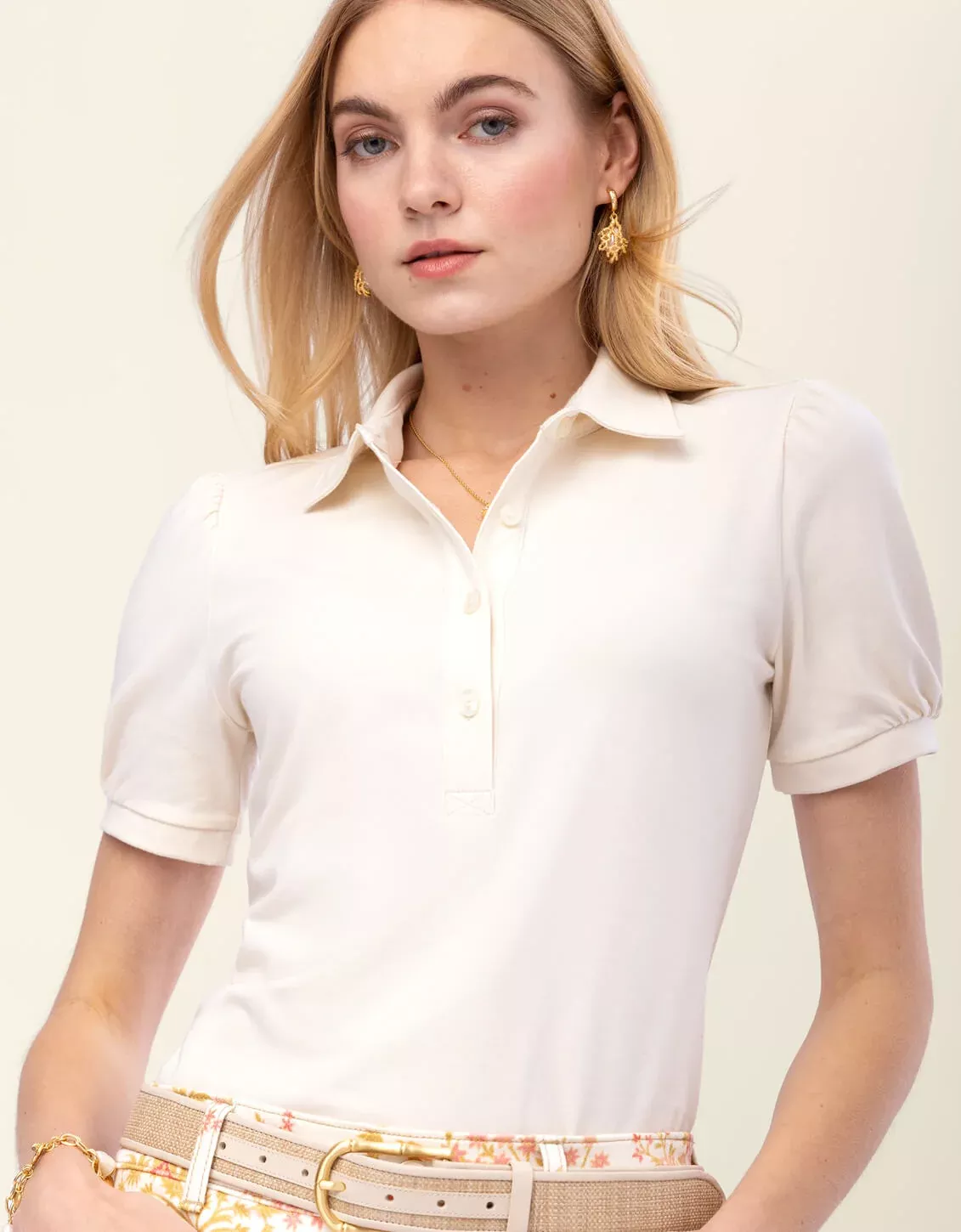 Bessie Polo Top Antique White