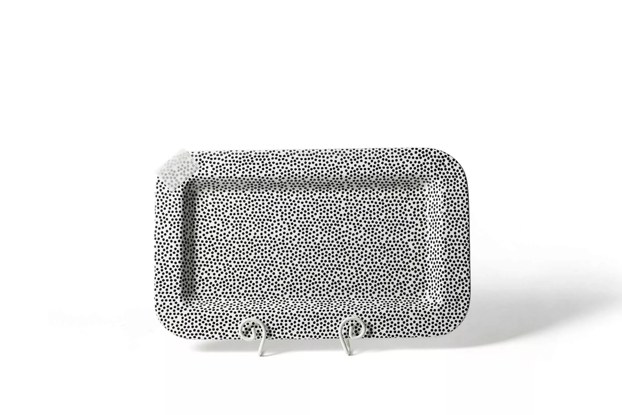 BLACK SMALL DOT MINI ENTERTAINING RECTANGLE PLATTER
