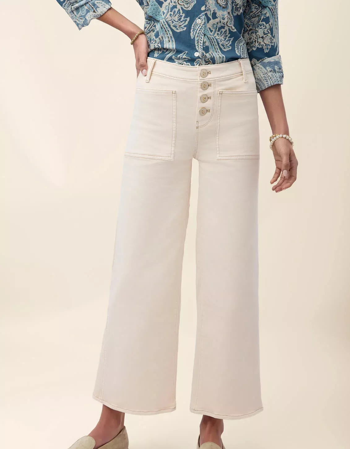 Blanche Wide Leg Jean Warm Beige