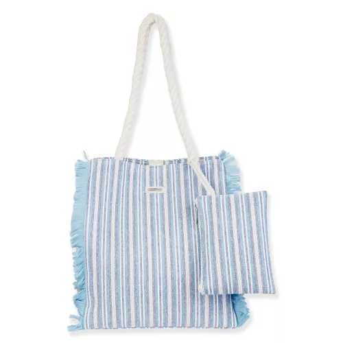 Blue, 70% Cotton/30% Poly Shoulder Tote | CE6730 B