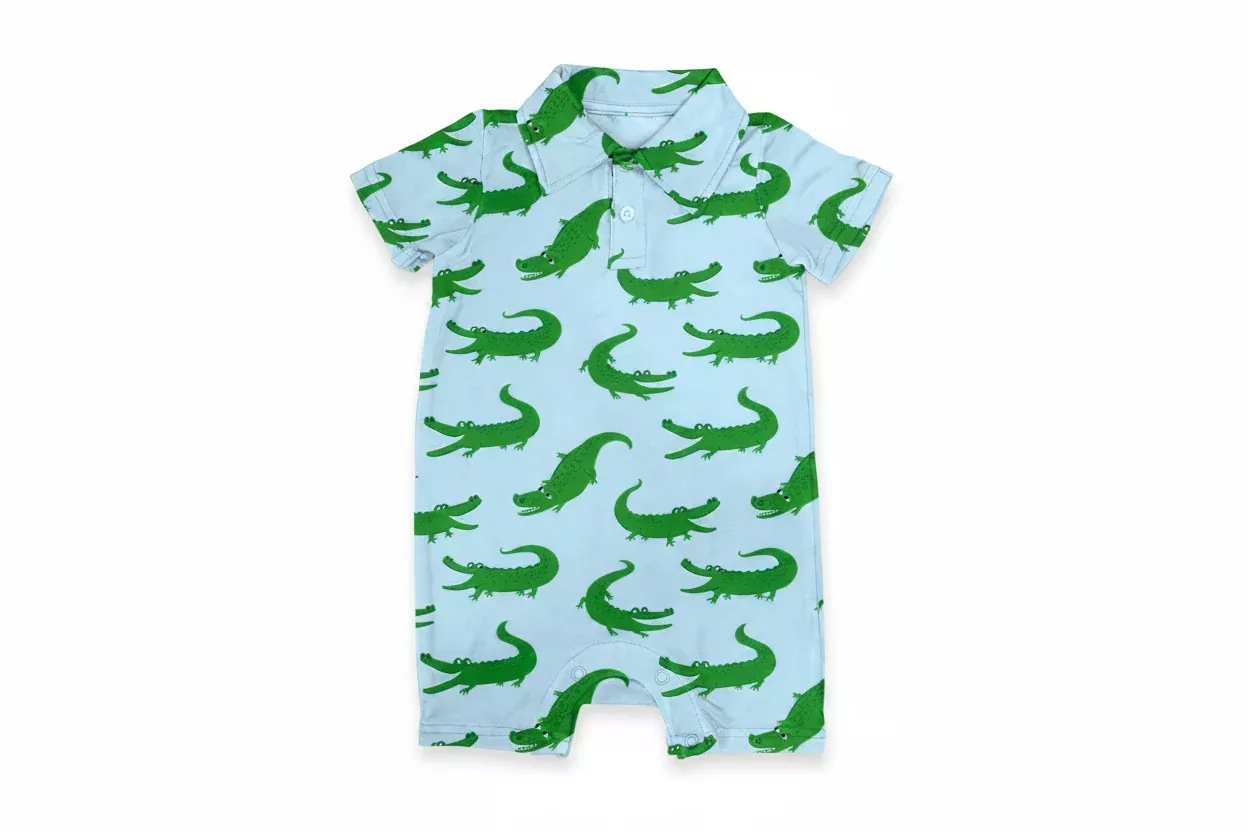 BLUE ALLIGATORS POLO ROMPER