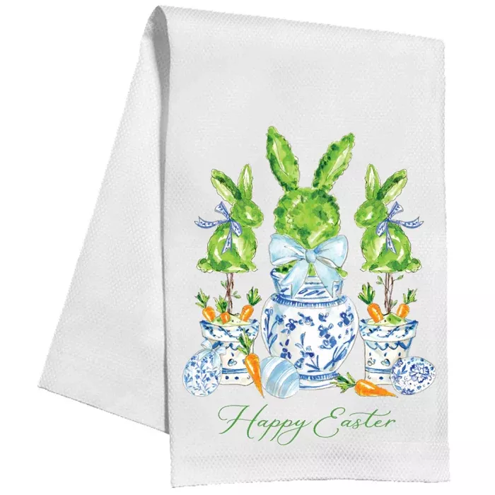 BLUE BUNNY TOPIARIES KITCHEN TOWEL