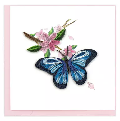 Blue Butterfly Quilling Blank Card