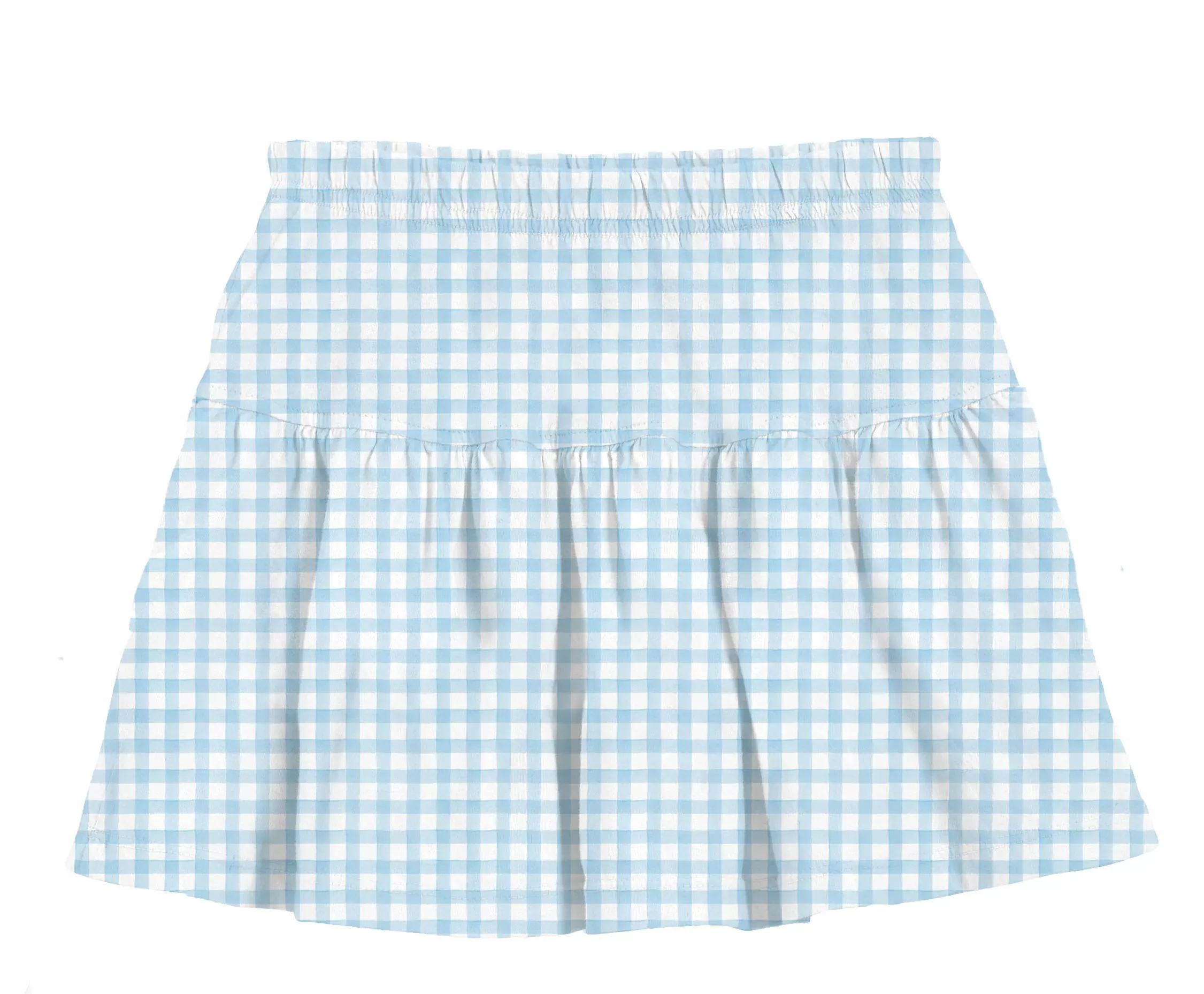 BLUE GINGHAM GATHERED SKORT