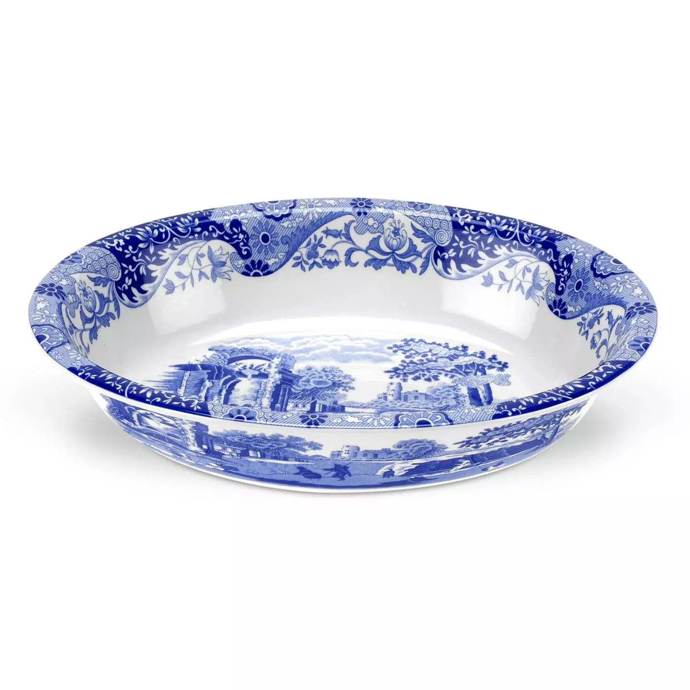 BLUE ITALIAN OVAL RIM DISH